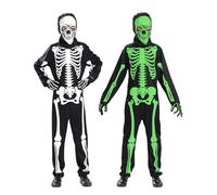 SARYLI Costume Scheletro Bambini, Costume Halloween bambini, Costumi di Halloween Scheletro per Bambino e Bambina, Tuta-Scheletro Fluorescente Teschio, Bambini Vestito per Carnevales Partys