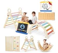 Saryocy Pikler - Set triangolo per bambini, 8 in 1, colorato Montessori, giocattolo da arrampicata grande, per bambini da 1 a 6 anni, con arco, rampa e triangolo pieghevole
