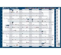 Sasco 2410161 - Agenda da parete 2022 con penna cancellabile a umido e confezione di adesivi, blu, stile poster, 915 x 610 mm (larghezza x altezza), 2410161