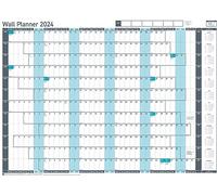 Sasco 2410236 - Set di planner annuale da parete 2024, lavagna bianca, cancellabile a secco, grande planner da parete, blu, 915 x 610 mm, 2410236