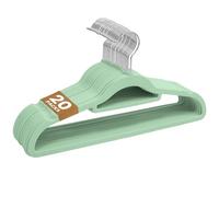 Sasha Morel Confezione da 20 grucce in velluto, antiscivolo, con gancio girevole a 360° e organizer per cravatte, sottili, salvaspazio, per cappotti, abiti e abiti, organizer per guardaroba (verde