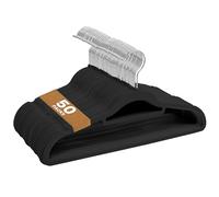 Sasha Morel Confezione da 50 grucce appendiabiti in velluto antiscivolo, per vestiti, salvaspazio, per adulti, con organizer per cravatte e ganci girevoli, appendiabiti per armadio, colore nero