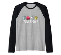 Sasha Personalizzato Cane Nome Sasha Pet Lover Maglia con Maniche Raglan