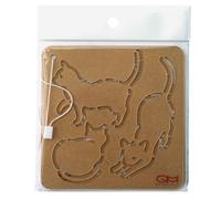 Sashiko Stencil Two 4.5"""" x 4.5"""" Stencils with Complementary Patterns (Neko aka Kitty Cats)