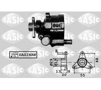 Pompa servosterzo idraulico senza puleggia 7074001 SASIC per RENAULT