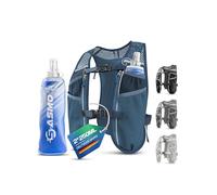 SASMO, gilet da corsa da donna e da uomo, 5 l, ultraleggero, 270 g e traspirante, zaino da corsa da donna, 8 tasche, gilet da corsa da uomo, gilet da corsa (blu, con 2 x 250 ml, 5 L)