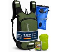 SASMO®, sacco a pressione per bicicletta, 10 + 3 l, con bolla per bere (verde) - scomparto termico e rete per casco, zaino per mountain bike e zaino da sci - ultraleggero 450 g | zaino impermeabile