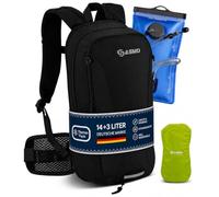SASMO®, sacco a pressione per bicicletta, 14 + 3 l, con bolla per bere (nero), scomparto termico e rete per casco, zaino per mountain bike, zaino da sci, ultraleggero, 560 g, zaino per bicicletta