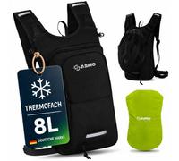 SASMO, sacco a pressione per bicicletta, 6 l, 8 l, 10 + 3 l, 14 + 3 l, 20 l, con scomparto termico e rete per casco, ultraleggero, per mountain bike, da uomo e da donna, 8 l, nero, 8L