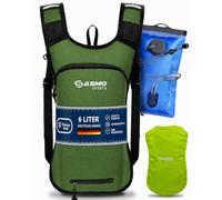 SASMO®, sacco a pressione per bicicletta, piccolo 6 l, con bolla per bere (verde), scomparto termico e rete per casco, zaino per mountain bike, zaino e zaino da sci, ultraleggero, 350 g, zaino per