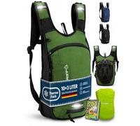 SASMO Zaino da bicicletta 10 + 3 l (verde) con scomparto termico e rete per casco, zaino per mountain bike, con protezione antipioggia, per uomo e donna
