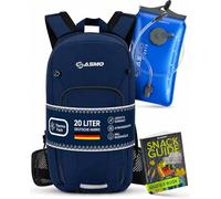SASMO® - Zaino da bicicletta da 20 l, con sacca per idratazione (blu), scomparto termico e rete per casco, zaino per mountain bike e zaino da sci, ultraleggero, 550 g, impermeabile, protezione