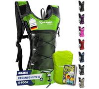 SASMO® Zaino da corsa 6 l (verde) con scomparto termico, zaino da corsa, ultraleggero, 300 g, zaino da corsa da donna e da uomo, con parapioggia e riflettori