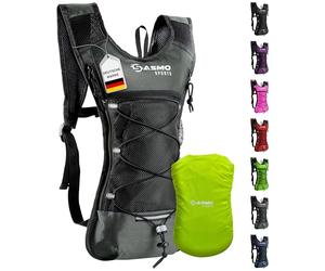 SASMO® Zaino Da Corsa 6L (Grigio) Con Scomparto Termico | Ultraleggero 300g | Per Donna E Uomo | Con Parapioggia E Riflettori