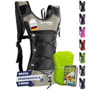 SASMO® Zaino da corsa 6L (sabbia) con scomparto termico, zaino da corsa, ultraleggero, 300 g, zaino da corsa da donna e uomo, zaino da corsa, con parapioggia e riflettori