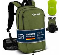 SASMO® - Zaino per bicicletta da 14 + 3 l, con vescica per idratazione, scomparto termico e rete per casco, zaino per mountain bike e zaino da sci, ultraleggero, 560 g, impermeabile, protezione