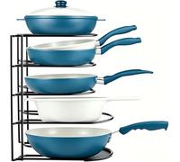SASONCO Organizer per pentole e pentole resistenti a 5 ripiani per conservare padelle in ghisa piastre e pentole poco profonde struttura in acciaio resistente salvaspazio per la cucina