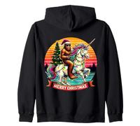 Sasquatch a Cavallo di Un Unicorno Merry Christmas Big Foot Big-Foot Felpa con Cappuccio