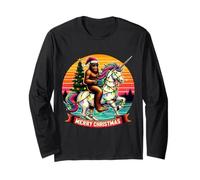 Sasquatch a Cavallo di Un Unicorno Merry Christmas Big Foot Big-Foot Maglia a Manica