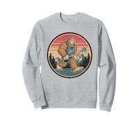Sasquatch Bigfoot Lacrosse Player Retro Tramonto Divertente Sport Felpa