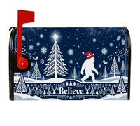 Sasquatch Christmas Believe - Coperture magnetiche per cassetta postale, 53 | Sasquatch Silhouette, copertura per cassetta delle lettere, scena della foresta invernale, credere tipografia