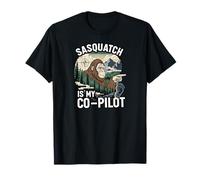 Sasquatch Co-Pilot Bigfoot Wilderness Adventure Design Maglietta
