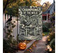 Sasquatch Mothman Cryptid Art Graphic Garden Flag 30,5 x 45,7 cm | Cryptid Folklore Theme, Yard Flag, Arm Grappling Scene, Mothman Illustrazione, Outdoor Yard Decor, Rustic Woodland Atmosphere