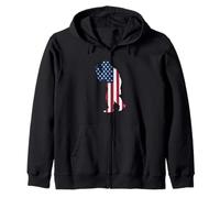 Sasquatch or Big Foot American Flag, Stars and Stripes Felpa con Cappuccio