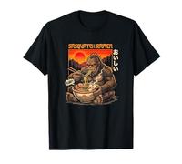 Sasquatch Ramen Bigfoot Oishii Noodle Slurp Foresta Tramonto Maglietta