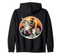 Sasquatch Riding Unicorn Big Foot Big-Foot Buon Natale Felpa con Cappuccio