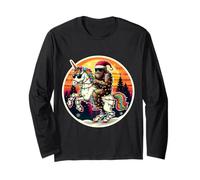 Sasquatch Riding Unicorn Big Foot Big-Foot Buon Natale Maglia a Manica