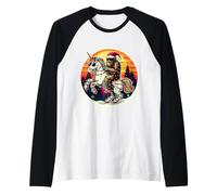 Sasquatch Riding Unicorn Big Foot Big-Foot Buon Natale Maglia con Maniche Raglan