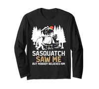 Sasquatch Saw Me Cryptid Hunting Funny Sasquatch Camping Maglia a Manica