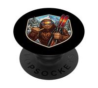 Sasquatch Sci Big-foot Shaka Amante dello sci Sciatore Montagna Divertimento PopSockets PopGrip Adesivo