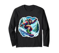 Sasquatch Snowboard Big-Foot Snowboarder Amante dello Snowboard Maglia a Manica