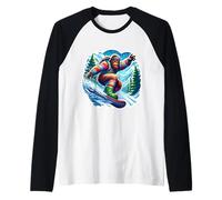 Sasquatch Snowboard Big-Foot Snowboarder Amante dello Snowboard Maglia con Maniche Raglan