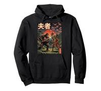 Sasquatch vs Alien Samurai Arte Giapponese Sakura Bigfoot Felpa con Cappuccio