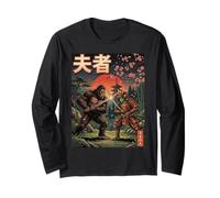 Sasquatch vs Alien Samurai Arte Giapponese Sakura Bigfoot Maglia a Manica
