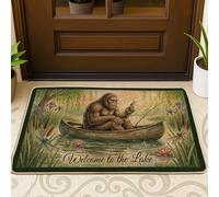 Sasquatch - Zerbino con motivo natura, libellula estiva con barca e libellula, lavabile, a basso profilo, per casa, interni ed esterni, decorazione per portico, 73 x 43 cm