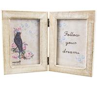 Sass & Belle - Cornice portafoto Doppia Rustica in Legno, Colore: Bianco/Marrone