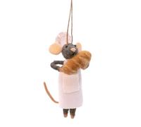 Sass & Belle Decorazione per albero di Natale in feltro Mr Baker Mouse | Ornamento natalizio in feltro da appendere con cappello da chef, grembiule e pagnotta di pane | Decorazione natalizia per