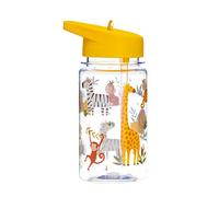 Sass & Belle Drink Up Savannah Safari - Borraccia per bambini da 400 ml, senza BPA, con cannuccia, riutilizzabile, a prova di perdite, con stampa di animali della giungla, ideale per scuola, viaggi