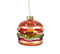 Sass & Belle Pallina a forma di hamburger - Palla di vetro 8cm - Decorazione natalizia da appendere - Cibo - Natale