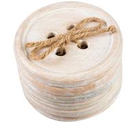 Sass & Belle - Sottobicchiere in Legno a Forma di Bottone, Confezione da 6 Pezzi, Colore Marrone
