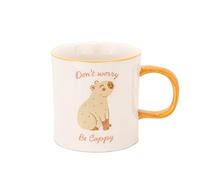 Sass & Belle Tazza da tè con scritta "Don't Worry Be Cappy Cup", simpatica tazza da tè con messaggio positivo, idea regalo per lei o lui, bicchieri in ceramica Sass and Belle, per mamme, donne, amanti