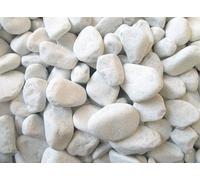 Sassi Ciottoli Bianchi Decorativi da Giardino Granulometria 25-40mm, Sacco da 25