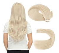 Sassina Estensione adesiva capelli naturali lisci biondi platino estensione adesiva iniettata capelli naturali 45cm capelli naturali aderenti Remy umani capelli 20 pezzi 50g 18 pollici #60