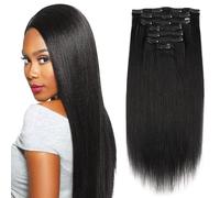 Sassina 20 pollici 7 pezzi/set 120 grammi reale spessore Yaki dritto morsetto in estensioni dei capelli umani per capelli umani testa completa nero naturale 8A Yaki capelli con 17 clip per le donne