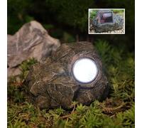 Sasso Nascondi Chiave Esterno,Liuer Con Luce Solare LED Pietra Nascondiglio Chiave con Scomparto Segreto,Roccia Artificiale per Geocaching per Giardini, Cortili e Uso Esterno