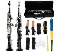 Sassofoni Per Principianti Sassofono Soprano Dritto Professionale In Ottone Tubo Placcato Argento Chiave Dorata Con Borsa Per Il Trasporto